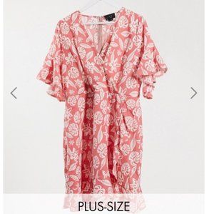 AX Paris Plus ruffle wrap dress in tropical